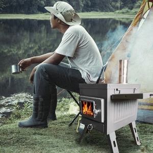 Poêle à bois de Camping Portable avec porte en verre pour Camping randonnée voyage tente poêle avec cheminée - Product Image 3