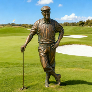 Bronzo a grandezza naturale stile antico in metallo scultura sportiva stampata su misura golfista uomo giocatore di Golf statua per prato e giardino - Product Image 6