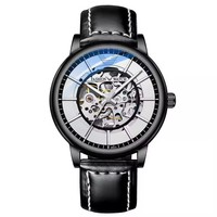 Reloj de pulsera para hombre, multifuncional, transparente, diseño hueco, reserva de energía de larga duración, cuarzo, nueva banda de cuero, esfera de puntero