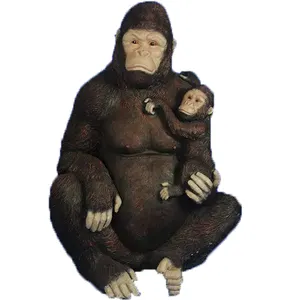 Life Size Gorilla Statue Animal Statue Fiberglass Safari Props For Wildlife Park