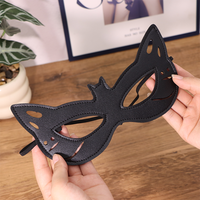Masque de mascarade œil de chat en cuir PU noir, masque demi-visage pour Halloween, bande élastique, costume de fête cosplay, masque facial pour adultes et enfants