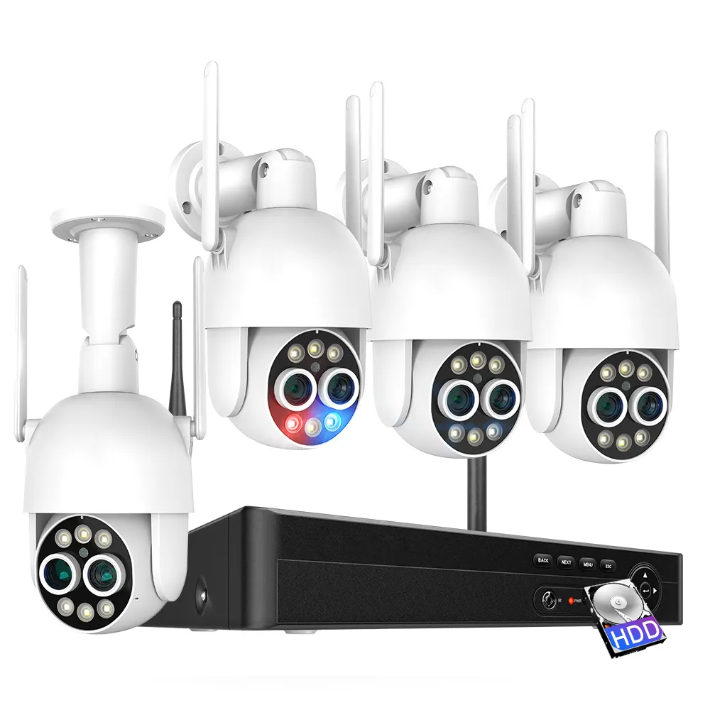 Dual Lens 4MP + 4MP Home Surveillance Camera Security Systems 8X Optical Zoom Wireless Home CCTV Camera System Wifi