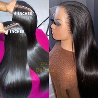 Perruque Lace Front DKL 180% Densité Sans Colle Transparente Cheveux Vierges Européens Pré-Pluckée avec Baby Hair Ligne de Cheveux Naturelle pour Femmes