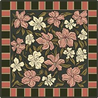 Tapis de Mahjong Vintage à Motifs Floraux Vert Foncé avec Bordure Florale Symétrique Antidérapant Carré pour Table de Jeu