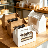 Boîte à pâtisserie en papier kraft avec fenêtre, boîte à emporter portable pour gâteaux et desserts, impression personnalisée prise en charge