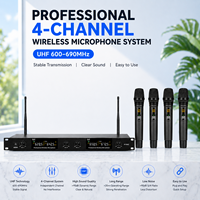 Système de microphone sans fil professionnel JIN JUE JU842, 4 canaux UHF, récepteur fixe avec 4 micros portatifs pour les célébrations religieuses