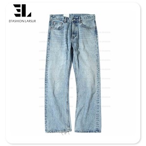 LARSUR Custom Denim Factory Wash Selvedge Denim Flare Jeans Slim Fit Raw Edges Bootcut <span class=keywords><strong>Blanco</strong></span> Estilo japonés Salvage Denim Pants - Product Image 4