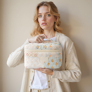 Cotton Quilted Makeup <b>Bag</b> for Women Girls Large Small Travel Floral Cosmetic <b>Bags</b> - Product Image 6
