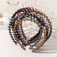 Headband Taimeng Warna Pelangi Gaya Eropa Amerika Unisex Buatan Tangan Tipis Bergelombang Plastik ABS Dapat Disesuaikan untuk Mencuci Muka dan Spa