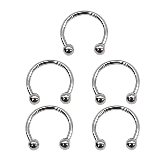 316L 스테인레스 스틸 원형 Septum 피어싱 공 말굽 코 젖꼭지 Tragus 립 링 16G