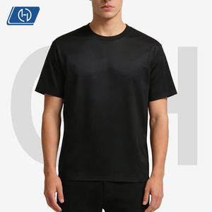 T-shirt décontracté pour homme 240g en coton mercerisé 100% respirant, coupe ample, style streetwear, couleur unie, col rond, basique, été - Product Image 1