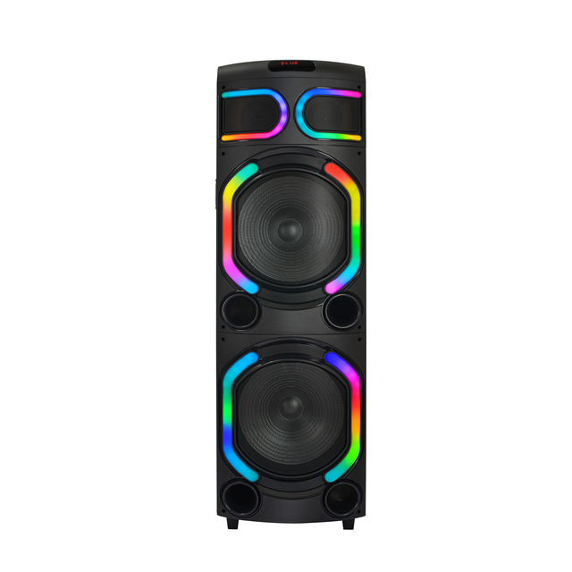 New 120W 2.0 Channel Stereo Dual 15'' Bluetooth Party Speaker with Laser Lighting Effect With AUX USB SD Active Speaker