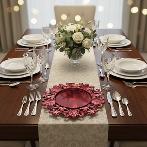Assiettes de Présentation en Plastique Durables et Réutilisables de 13 Pouces, Motif Personnalisé de Luxe pour Mariages, Anniversaires et Dîners – Offre Spéciale - Product Image 5