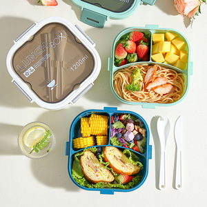 Best Selling High Quality Bento <b>Box</b> pp Plastic Reusable <b>Lunch</b> <b>Box</b> School Tiffin <b>Box</b> with Tableware - Product Image 6
