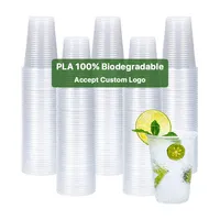 12oz 16oz पीएलए 100% Biodegradable प्लास्टिक डिस्पोजेबल पारदर्शी स्पष्ट बुलबुला चाय के लिए ढक्कन के साथ ठंडे पेय पीने के कप बीयर