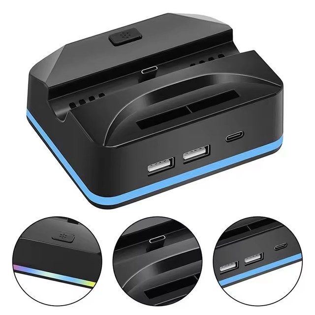 Fast Charging Station With Cooling Fan for Switch 2 Host Charging Dock With RGB Lights Portable Host Stand for Switch2 Console