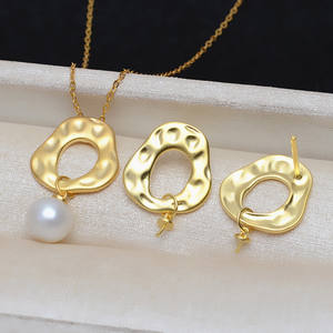 Ensemble de pendentifs et de boucles d'oreilles baroques en argent S925, collier pour femme givré, accessoire perlé déformé DIY 3923 - Product Image 5