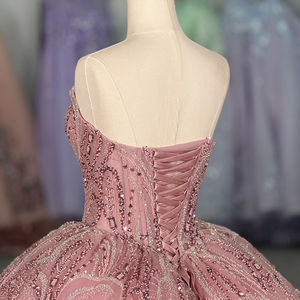 Dy6948 Vestidos de 15 Años, Vestido Rosa de Quinceañera con Lentejuelas, Vestidos de Cumpleaños para Niñas, Escote Corazón, Vestido de Quinceañera, Jancember - Product Image 3