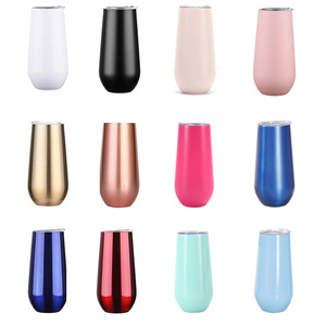 Biểu Tượng Tùy Chỉnh Đôi Tường Thép Không Gỉ Cách Điện Sáo Kim Loại Rose Gold Stemless Rượu Vang Tumblers Với Uống Cách Nhiệt - Product Image 2