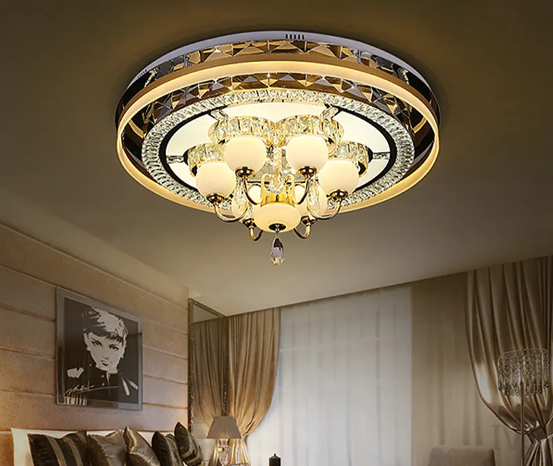 Modern Luxury Flush Mount Ceiling Light Round Ceiling Mounted Lighting Pendant Lights Crystal Chandelier For Living Room