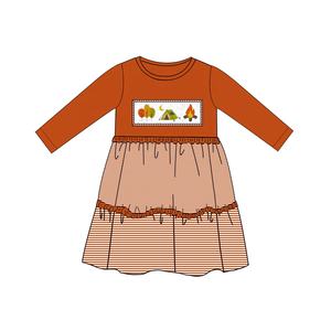 Puresun custom designs boutique girl fall clothing set smocked abbigliamento per bambini con ricamo da campeggio - Product Image 5