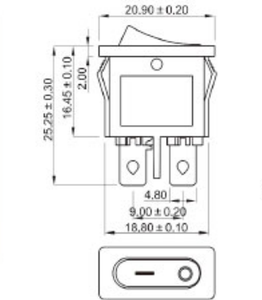 3A <span class=keywords><strong>250V</strong></span> đen trắng pa6 Đồng reducible 2 vị trí 2 Pin selflocking snap-in 12V Mini Red Bìa Vòng Rocker Thiết bị chuyển mạch - Product Image 5