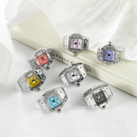 Jam Tangan Cincin Jari Kecil Vintage Stainless Steel HipHop Elastis Quartz Bentuk Bulat Fashion Aksesoris untuk Wanita Pria