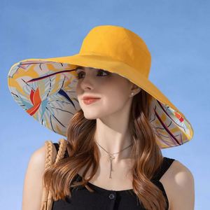 Factory Wholesale Custom Print Floral Reversible Bucket <b>Hats</b> Cotton Wide Brim Tropical Sun <b>Hats</b> for Adults for Holiday Beach - Product Image 4