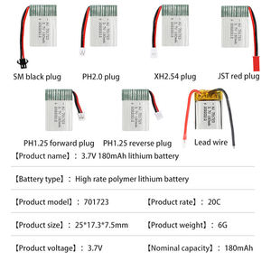 Fabrieks 3.7V 180mAh Lithium Polymeer Batterijcel voor RC Speelgoed Modelvliegtuigen & Metalen Helikopters OEM Aangepaste Service - Product Image 4