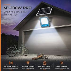 Lampe solaire de camping WOSEN 200W, projecteur, batterie LiFePO4 30Ah, détecteur de mouvement PIR, contrôle par application, IP66, éclairage de sécurité solaire extérieur pour jardin - Product Image 3