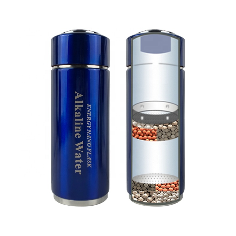 304L double filter alkaline water energy nano flask pH 9.5 hydrogen alkaline water bottle alkaline water filter purifier