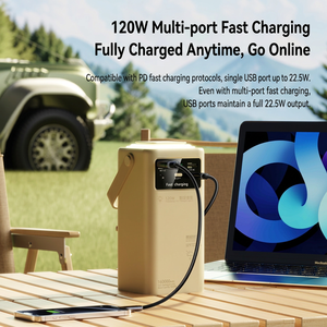 Estación de Energía Portátil de 160000mAh y 120W con Carga Rápida, Pantalla LED y Luz Integrada, Color Blanco - Product Image 2