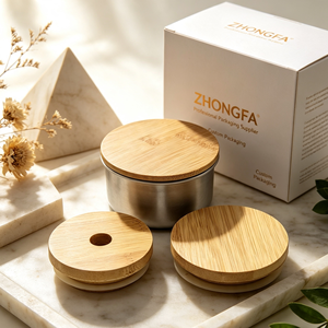 Custom Metal Food Storage <b>Container</b> With <b>Bamboo</b> Lid And Silicone Gasket For Coffee Tea Sugar Spice Kitchen Storage - Product Image 2
