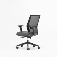 Chaise de bureau pivotante exécutive moderne avec accoudoirs réglables, dossier ergonomique en maille et coussin en tissu pour ordinateur