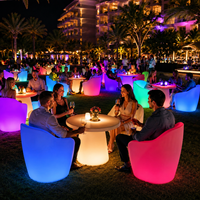 COOLQING Chaises de salon commerciales lumineuses et table lumineuse pour bar, fête, soirée chicha, location de mobilier LED pour boîte de nuit