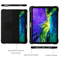 Housse de protection pour iPad Pro 12,9 pouces en TPU+PC avec porte-crayon intégré pour sacs d'ordinateur portable