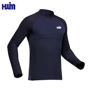 Maglietta blu da uomo inodore da <span class=keywords><strong>Trekking</strong></span> con cerniera 1/4 personalizzata manica lunga palestra Fitness Jogging abbigliamento da allenamento sportivo uomo - Product Image 6