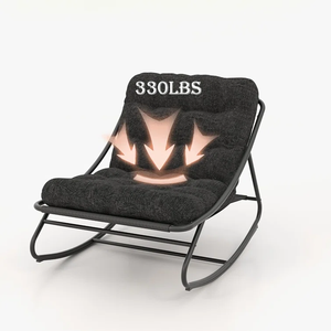 Chaise berçante sans bras en polyester <span class=keywords><strong>Samba</strong></span> avec coussin gris épais et rembourré pour intérieur et extérieur - Product Image 5