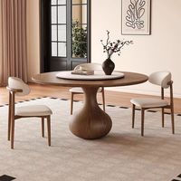 Ensemble de table et chaises de salle à manger rondes en marbre et bois massif, style moderne du milieu du siècle, luxe, 4, 6 ou 8 places, meubles de salon, designs élégants