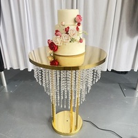Rideau en perles de cristal Table à gâteau Support à gâteau élégant en métal pour mariage, plateau de service multifonctionnel pour présentation de table à dessert