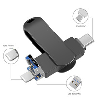 OTG Flash Drive USB Mini, Flash Drive Logo kustom 3-in-1 4GB 8GB 16GB 32GB 64GB 128GB penyimpanan USB stik jempol tahan air logam