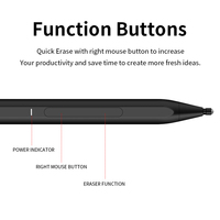 Stylet capacitif actif premium noir, protocole MPP2.0, 4096 niveaux de pression, pour Surface Pro