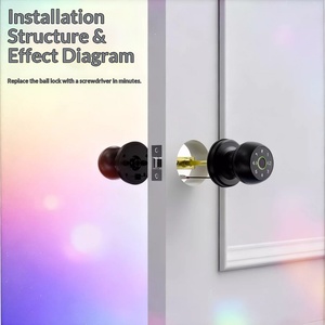 Cerradura Esférica Inteligente para Puerta de Madera Sólida con Huella Dactilar y Teclado, Compatible con App Tuya/Wi-Fi, Universal para Interiores y Dormitorios - Product Image 3