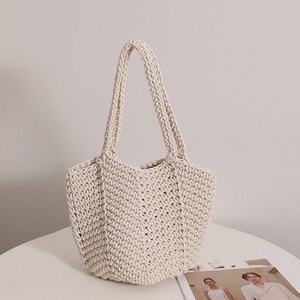 Nuevo <span class=keywords><strong>2023</strong></span> verano Mujer moda <span class=keywords><strong>bolsos</strong></span> de mano un hombro algodón tejido bolso mano ganchillo bolso playa verano bolsas Tote - Product Image 4