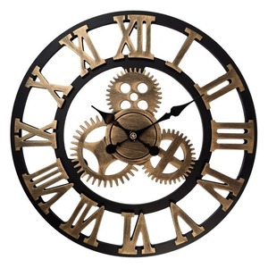 Nouvelle Horloge Murale Mécanique Rétro Vintage à Engrenages, Ronde en Bois, Simple Face avec Motif Abstrait pour Décoration Intérieure Salon - Product Image 6