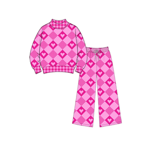 Vêtements pour enfants en gros, tenue pour filles avec haut à manches longues et pantalon à imprimé cœur pour la Saint-Valentin - Product Image 3