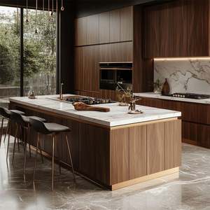 Mueble de Cocina Moderno Minimalista de Lujo, Isla de Cocina Personalizada con Tablero de Melamina, Cajones de Cierre Suave, Fregadero con Encimera de Granito para Apartamentos - Product Image 4