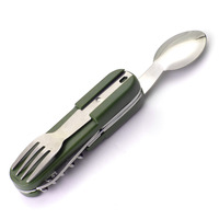Ensemble de couverts de camping en acier inoxydable, équipement allemand pour l'extérieur, cuillère, fourchette, couteau et ouvre-bouteille portables, multi-outils