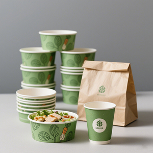 500ml 2000ml Logo personalizzato artigianato di carta Kraft zuppe per il confezionamento di pasta per insalata <span class=keywords><strong>biscotti</strong></span> hamburger frutta verdure tazze zuppa - Product Image 1