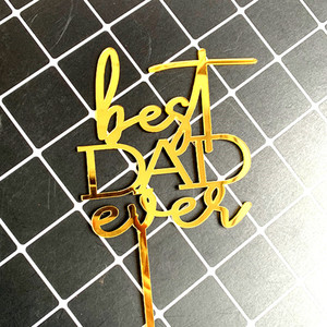 Décoration de gâteau en acrylique « Meilleur Papa de Tous les Temps » Or et Noir pour la Fête des Pères et les Anniversaires - Product Image 4